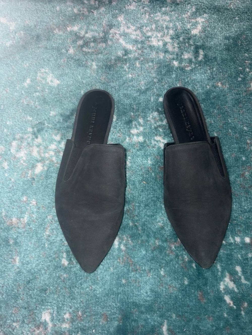 JENNI KAYNE Oiled Leather Mule Black Size 6 EU 36 Pointed Toe Slip On